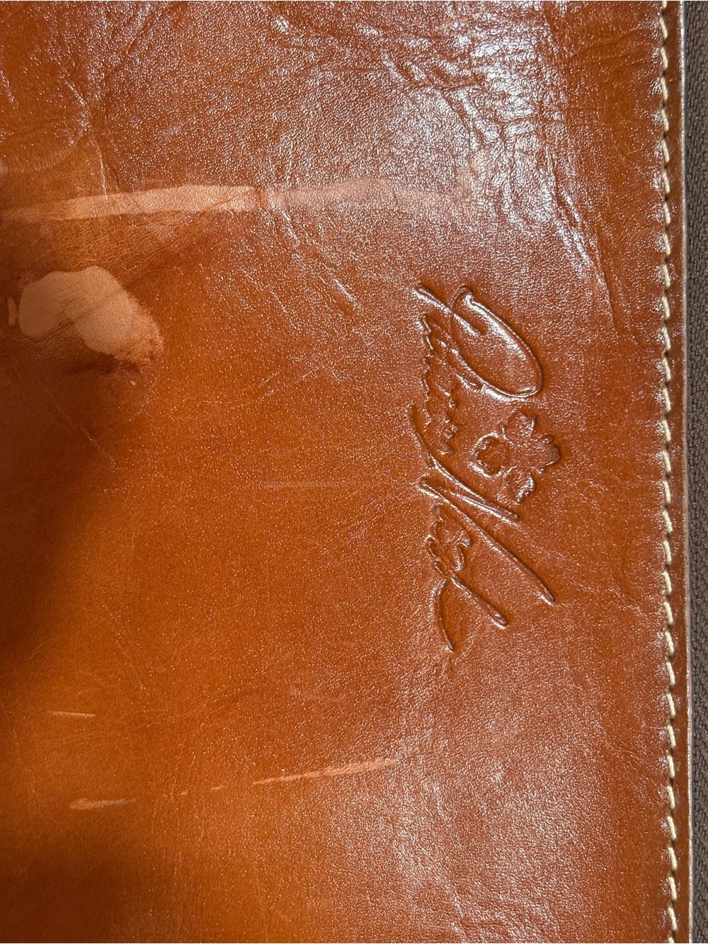 Patricia Nash St. Croce leather wristlet in a rich cognac brown - Picture 2 of 4